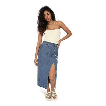 Can't Forget You Denim Midi Skirt