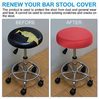 9.5" Round Bar Stool Cover, 4 Pack Washable Elastic Stool Cushion Cover for Diameter 11"-16" Chair
