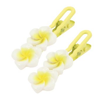 Grace Flower Hair Clip Hairdo Clip for Women 2.52"x0.83"x0.55" Yellow White 2 pc