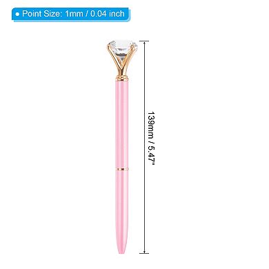 Black Ink Ballpoint Pen, 6 Pack Crystal Diamond Twist Metal Pen 1.0mm Medium Point