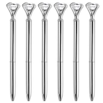 Black Ink Ballpoint Pen, 6 Pack Crystal Diamond Twist Metal Pen 1.0mm Medium Point