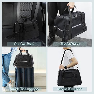 Dog Carrier Cat Carrier, Puppy Carrier for Small Cats Dogs Puppies up to 13 Lbs, Black