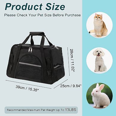 Dog Carrier Cat Carrier, Puppy Carrier for Small Cats Dogs Puppies up to 13 Lbs, Black