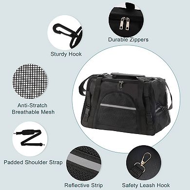 Dog Carrier Cat Carrier, Puppy Carrier for Small Cats Dogs Puppies up to 13 Lbs, Black
