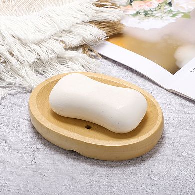 Portable Oval Soap Dish for Bathroom for Kitchen 5.28"x3.78"x0.83" Brown 1 Pc