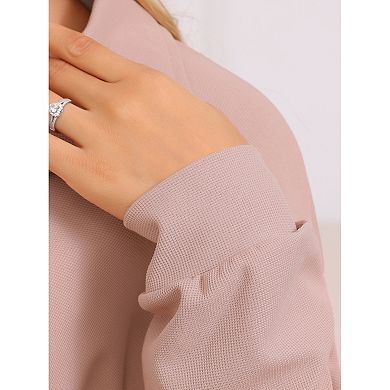 Women's Waffle Knit Pajamas Matching Outfits Long Sleeve Top and Shorts 2 Piece Lounge Sets