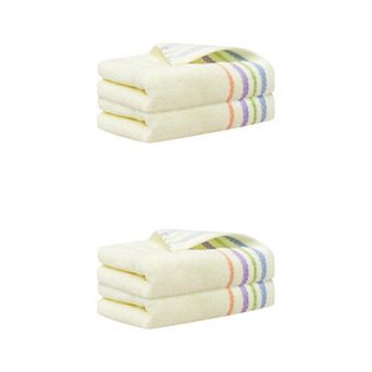 4 Pack Colorful Striped Pattern Hand Towels Set, 13" x 30"
