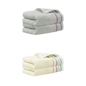 4 Pack Colorful Striped Pattern Hand Towels Set, 13" x 30"