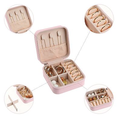 2pcs Travel Jewelry Box, Mini PU Leather Jewelry Organizer Case Storage