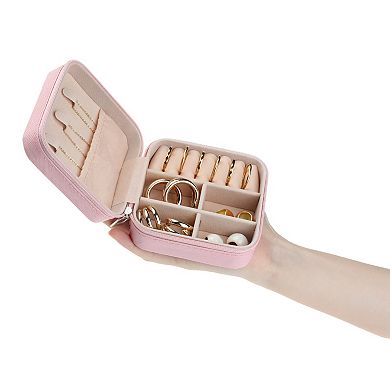 2pcs Travel Jewelry Box, Mini PU Leather Jewelry Organizer Case Storage