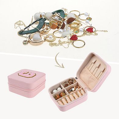 2pcs Travel Jewelry Box, Mini PU Leather Jewelry Organizer Case Storage