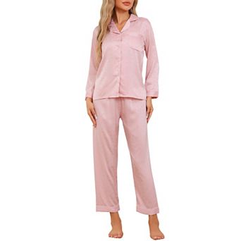 Womens Pajamas Set Long Sleeve Button Down Notched Collar Soft Casual Sleepwear Lounge Sets