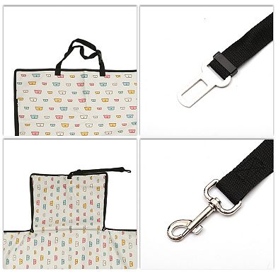 Waterproof Car Seat Cover for Dog Cat Pig Prints White 1 Pc