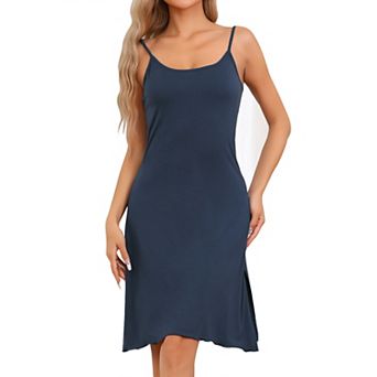 Women's Camisole Nightgown Mid Length Nightshirt Sleeveless Sleepwear Side Slit Sleep Tank Dress