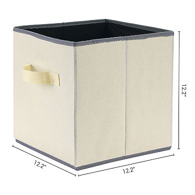 3 Pcs Square Fabric Collapsible Storage Basket Bin with Handle, Storage Cube for Shelves Closet