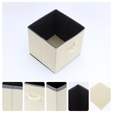 3 Pcs Square Fabric Collapsible Storage Basket Bin with Handle, Storage Cube for Shelves Closet