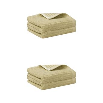 4 Pack Striped Pattern Hand Towels Set, Absorbent Towel for Bathroom 13" x 29"