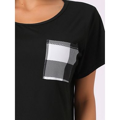 Womens Plaid Loungewear Pajamas Soft Sleepwear Short Sleeve with Pants Pajama Sets