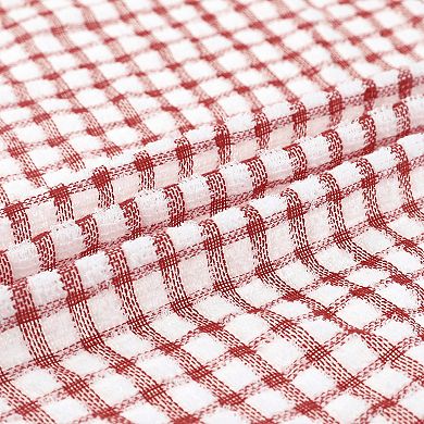 Checked Kitchen Tea Towels, Cotton Washable Dish Cloth, 11" x 16" 12 Pack