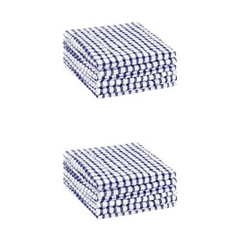 Checked Kitchen Tea Towels, Cotton Washable Dish Cloth, 11" x 16" 12 Pack