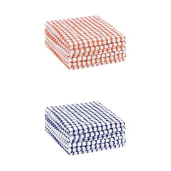 Checked Kitchen Tea Towels, Cotton Washable Dish Cloth, 11" x 16" 12 Pack