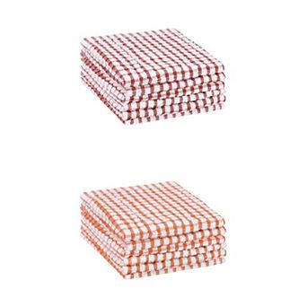 Checked Kitchen Tea Towels, Cotton Washable Dish Cloth, 11" x 16" 12 Pack