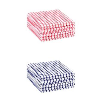 Checked Kitchen Tea Towels, Cotton Washable Dish Cloth, 11" x 16" 12 Pack