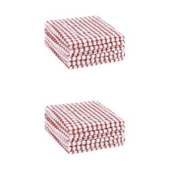 Checked Kitchen Tea Towels, Cotton Washable Dish Cloth, 11" x 16" 12 Pack