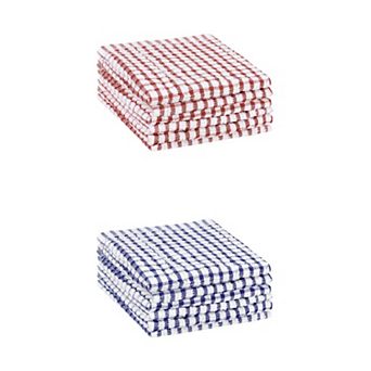 Checked Kitchen Tea Towels, Cotton Washable Dish Cloth, 11" x 16" 12 Pack