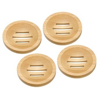 Wooden Soap Dish, 4Pack Soap Saver Tray Self Draining Soap Holder for Bathroom