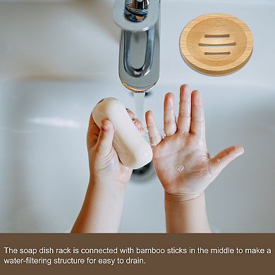 Wooden Soap Dish, 4Pack Soap Saver Tray Self Draining Soap Holder for Bathroom