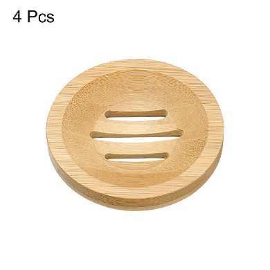 Wooden Soap Dish, 4Pack Soap Saver Tray Self Draining Soap Holder for Bathroom