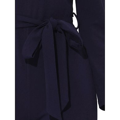 Women's V Neck Jumpsuit Long Sleeve Tie Waist Wide Leg Long Pants Elegant Knit Jumpsuits