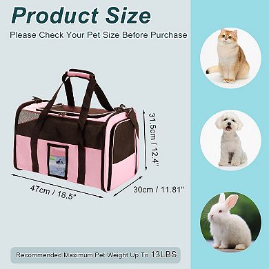 Cat Carrier with Portable Food Bowl, Puppy Carrier for Cats Dogs Puppies up to 13 Lbs
