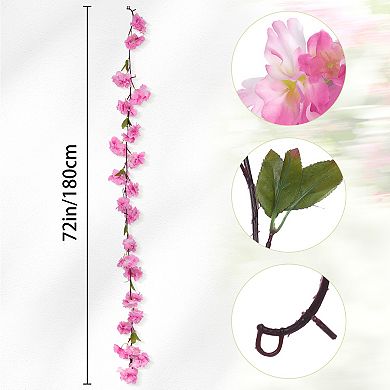 2pcs Artificial Cherry-Blossom Flower Vines, Outdoors Hanging Faux Vines Flowers for Wedding