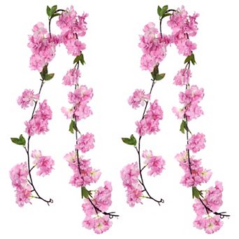 2 pc Artificial Cherry-Blossom Flower Vines, Outdoors Hanging Faux Vines Flowers for Wedding
