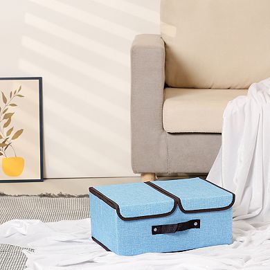 Collapsible Storage Bin Basket with Handle and Lid for Shelves Closet, Fabric Storage Cube