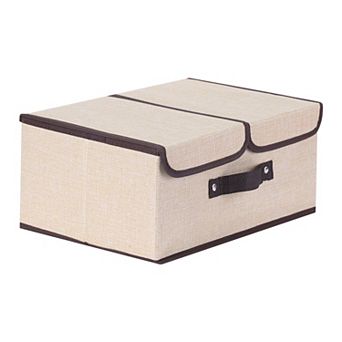 Collapsible Storage Bin Basket with Handle and Lid for Shelves Closet, Fabric Storage Cube