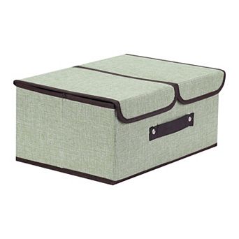 Collapsible Storage Bin Basket with Handle and Lid for Shelves Closet, Fabric Storage Cube