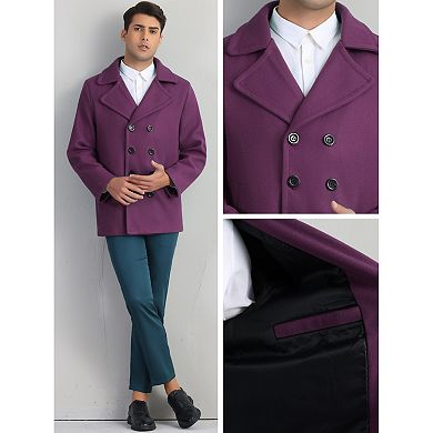 Double Breasted Coat for Men's Notched Collar Formal Classic Overcoats