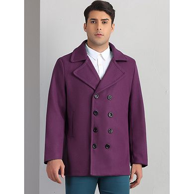 Double Breasted Coat for Men's Notched Collar Formal Classic Overcoats