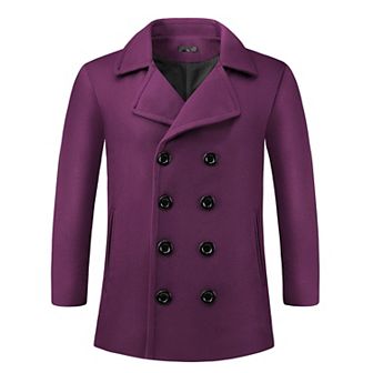 Double Breasted Coat for Men's Notched Collar Formal Classic Overcoats