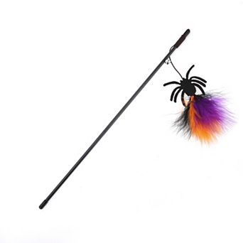 1 pc Convenient Spider Pattern Cat Playing Rod for Indoor Orange Black Purple