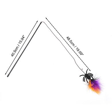 1 Pcs Convenient Spider Pattern Cat Playing Rod for Indoor Orange Black Purple