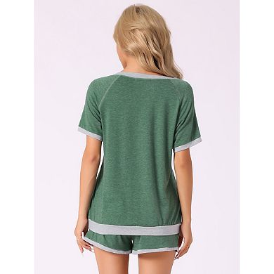 Womens Pajama Sets 2 Piece Short Sleeve Sleepwear Set with Pockets Casual Short Set Lounge Sets