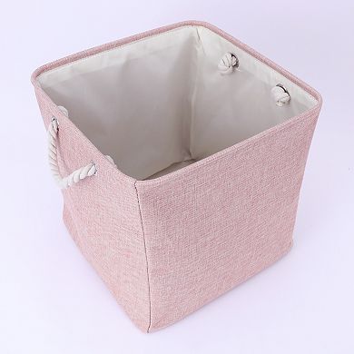 13 Inch Square Fabric Collapsible Storage Basket Bin with Handle, Storage Cube