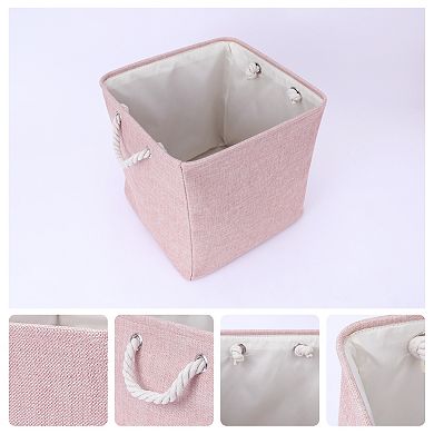13 Inch Square Fabric Collapsible Storage Basket Bin with Handle, Storage Cube