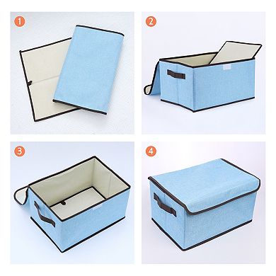 Fabric Storage Bin Cube with Handles and Lid for Shelves Closet, Collapsible Storage Basket