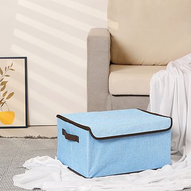 Fabric Storage Bin Cube with Handles and Lid for Shelves Closet, Collapsible Storage Basket