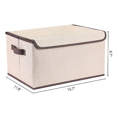 Fabric Storage Bin Cube with Handles and Lid for Shelves Closet, Collapsible Storage Basket